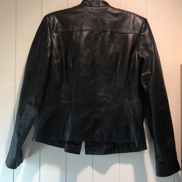 INC international Concepts black leather military style double breast jacket M - Picture 8 of 8